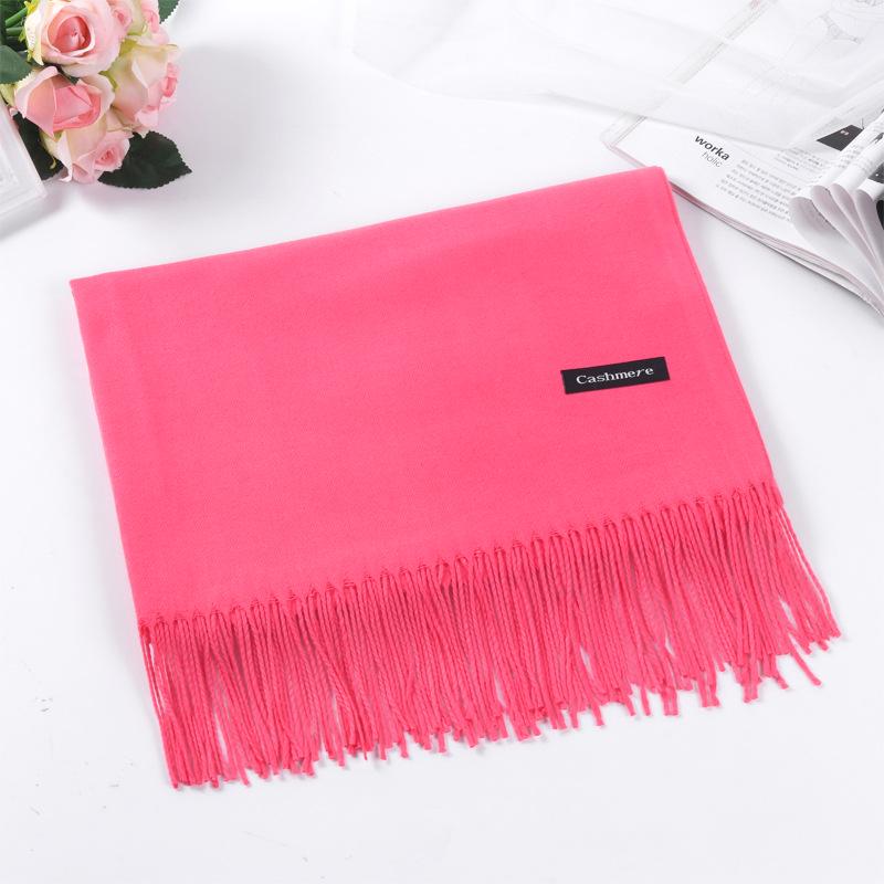 High-End Unisex Winter Red Scarf: Solid Color Imitation Cashmere Shawl & Neck Warmer