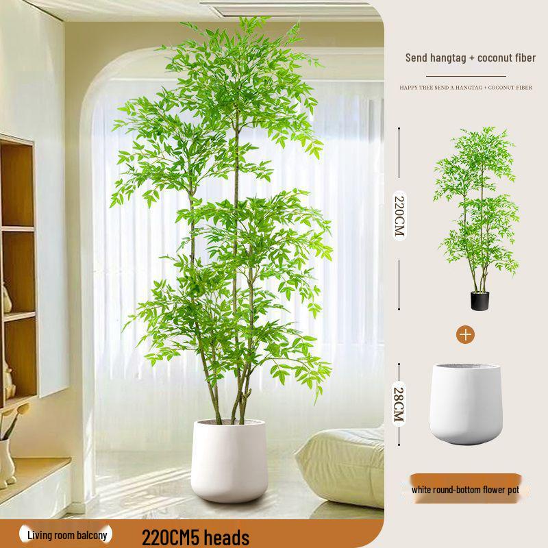 High-End Nandina Domestica Floor-Standing Faux Green Plant for Indoor Decoration