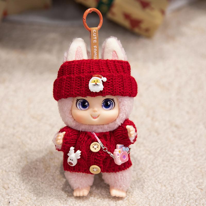 17cm Christmas Exquisite Lovely Doll Vinyl Face Plush Toy Curly Haired doll Wearing Clothes Birthday Christmas Gift for Kid Girl