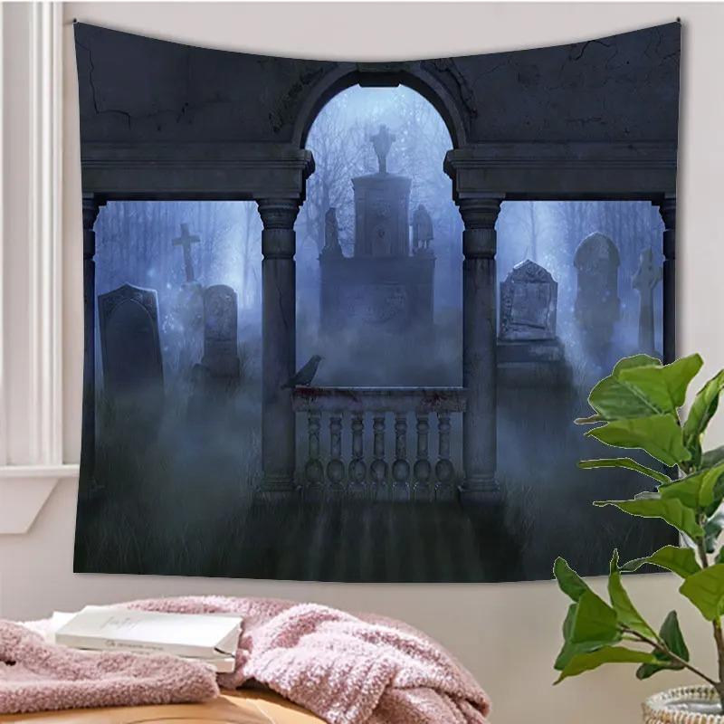 Halloween dekorace závěsný hadřík hrůza hrob tmavý noční pozadí hadřík domácí obývací pokoj dekorace