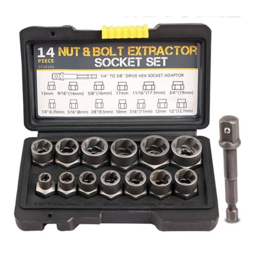 YWHWLX 14-Piece Nut Twister Set, Nut Extractor Socket Set, Impact Bolt & Nut Remover Set for Removing Nuts & Screws, Damaged, Frozen, Rusted, and Roun
