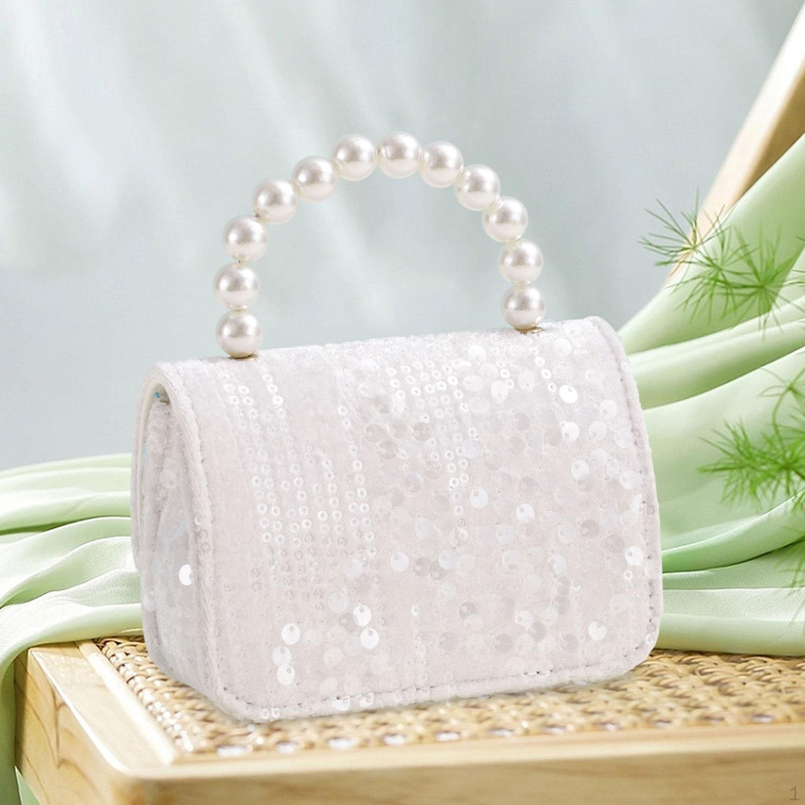 Сумки для девочек с ручками из бисера многоцелевые стильные для отдыха Milky White 1519₽