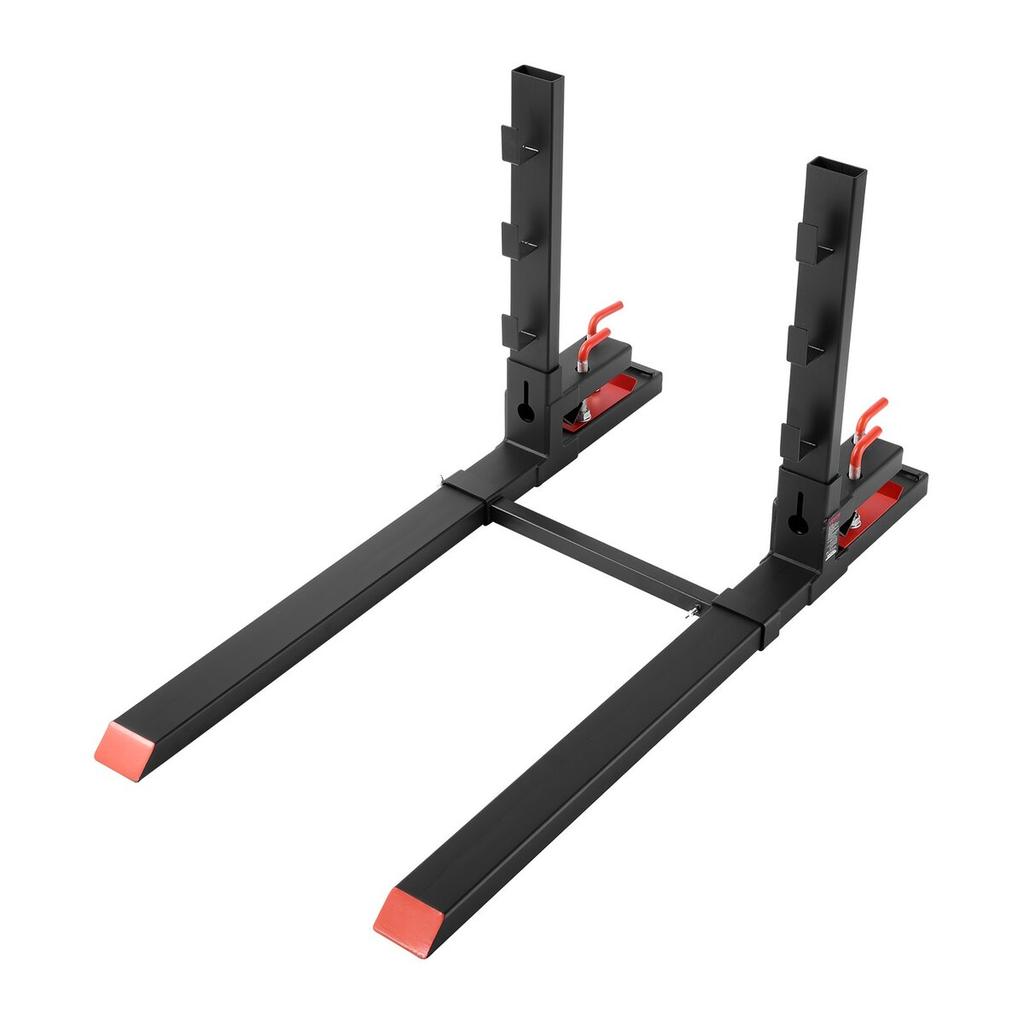 Pallet Forks, 1814 Kg Clamp On Pallet Forks, 149 Cm Total Length Heavy-Duty Tractor Fork with Anti-Tilt Bar & Adjustable Stabilizer Bar, Fit for