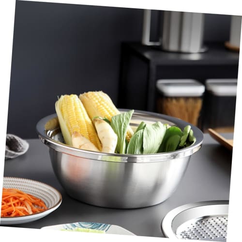 BIUDECO 1-Piece Stainless Steel Grater with Draining and Vegetable Basket, Multifunctional Kitchen Cleaning Bowl, Grater, Clever Slicer, and Colander,