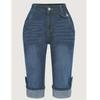 Plus Size Women's Slim Fit Elastic Cuffed Denim Bermuda Shorts
