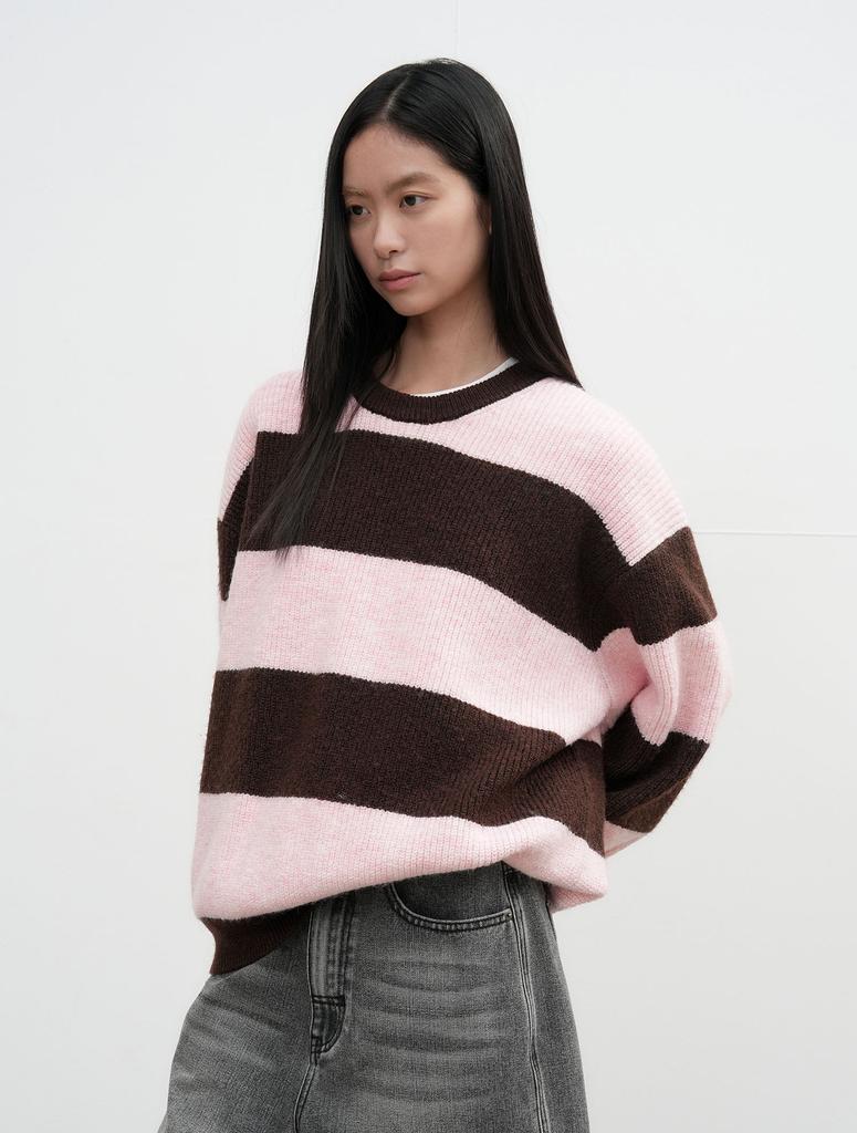 GENERALIDEA Unisex Hazzi Big Border Knit Pullover [Pink] / Sbe3U05005
