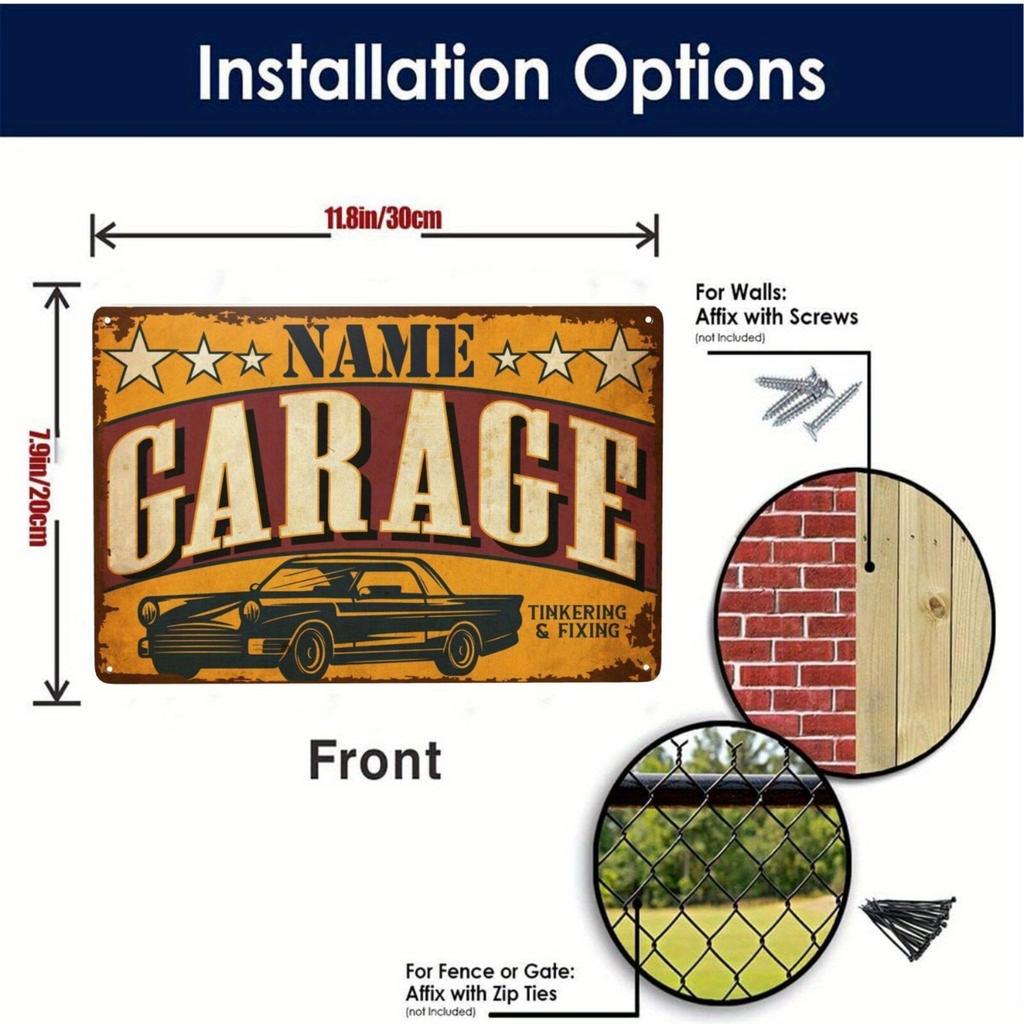 Plaque Métallique Personnalisée Rétro Garage Man Cave Bureau Décoration Murale