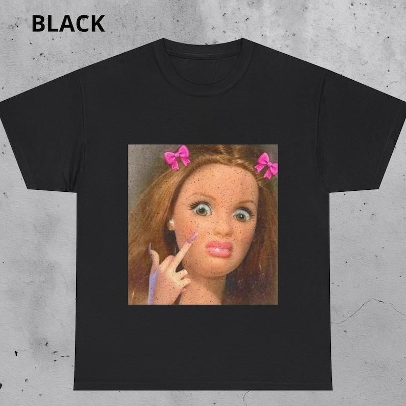 Funny Doll Face TShirt with Judging Expression Meme Aesthetic Tee Size S3XL Unisex T-Shirt XXXL