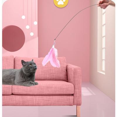 Interaktives Katzenspielzeug, freihändiger Katzenstab, spielendes Kätzchen, spielender Teaser-Zauberstab, Spielzeug, Saugnapf, Vogel/Feder, Katzenstab, Heimtierbedarf