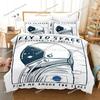 Cartoon Astronaut Outer Space Bedding Set Fashion Boys Home Bed Linen Set Microfiber Duvet Cover Set With Pillowcase
