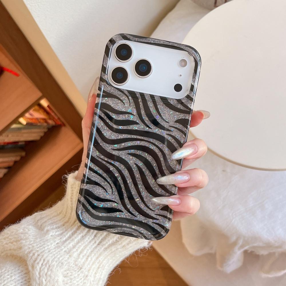 Simple Zebra Pattern Pple 17promax Mobile Phone Case Is Suitable for Phone16pro Protective Case, Anti-drop 15plus Magnetic Mirror 14pro