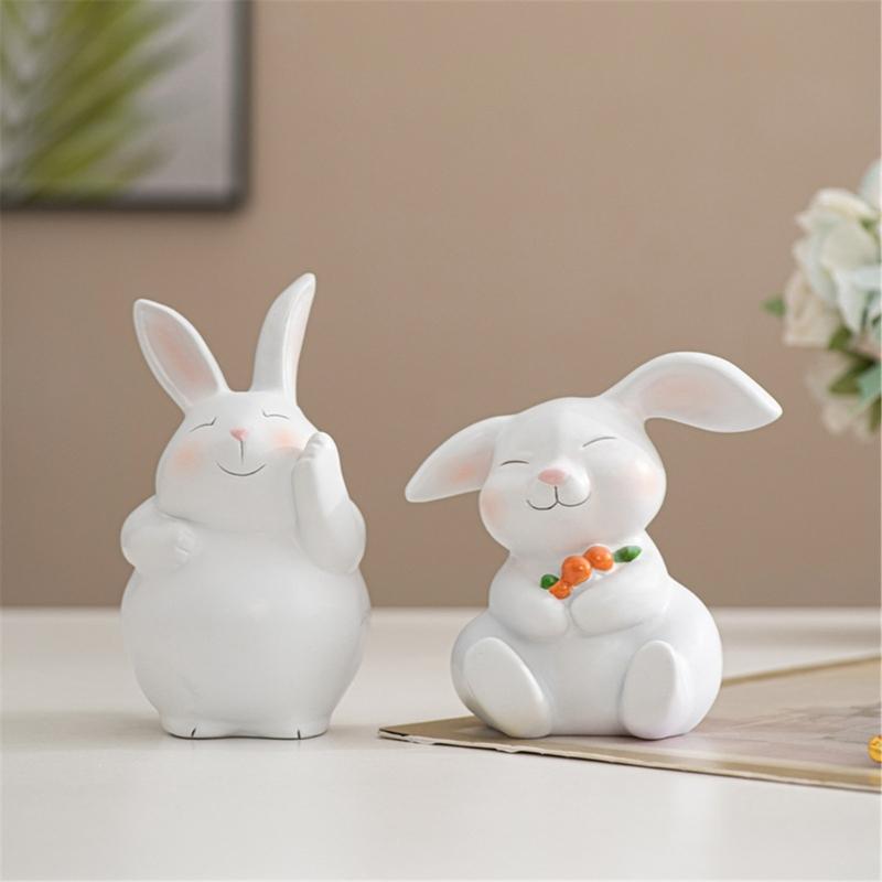 Easters Bunnies Ornament Resins Rabbit Hugging Carrot Figurine Sculpture Tabletop Decors for Holiday Decoration Lover