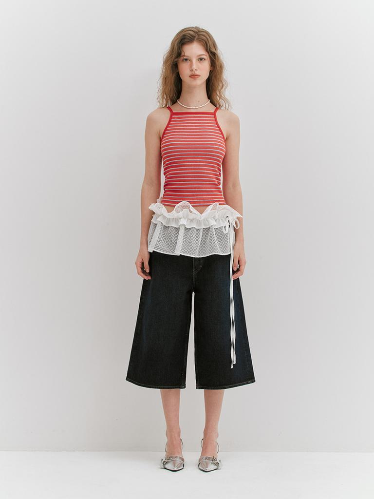 Minderly Lace Shirring Wrap Skirt - White