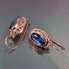 Vintage Open Filigree Oval Red Gem Leverback Drop Earrings Women Retro Ear Jewelry