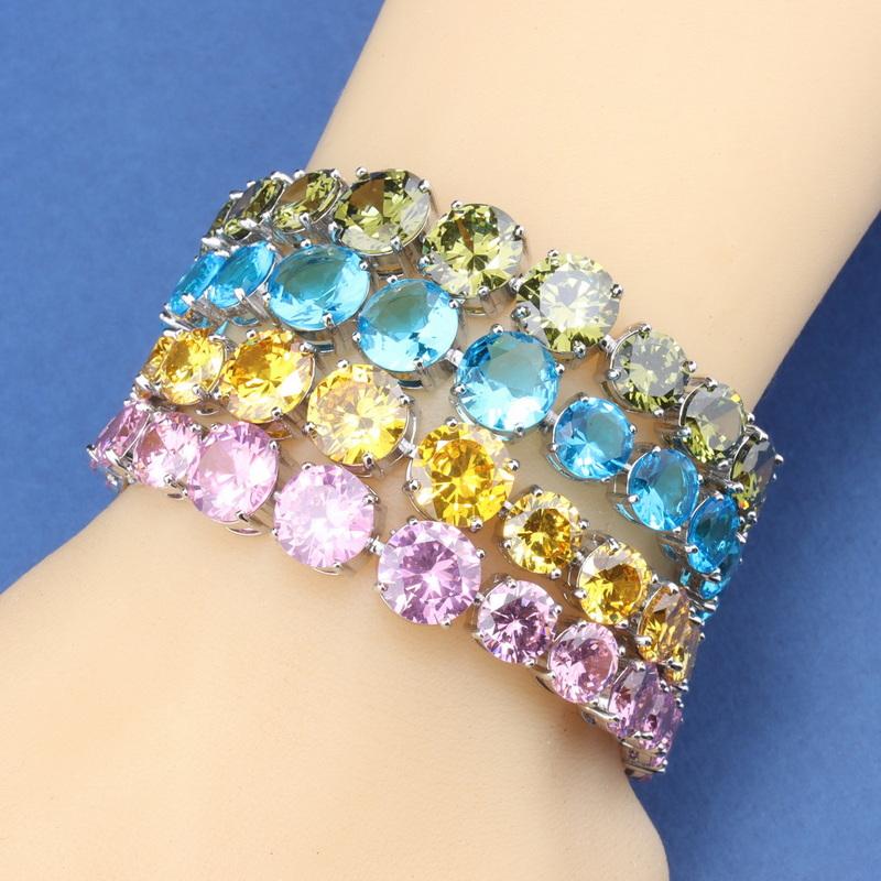 Italian Charm Bracelet Original    Fine Jewelry & Accessories Round Colorful Zircon For Women/Girl Fashion Gift