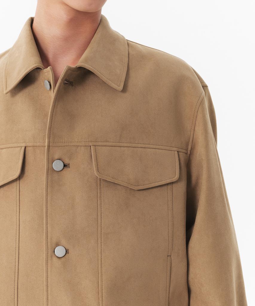 Musinsa Standard Synthetic Suede Minimal Trucker Jacket [Beige]