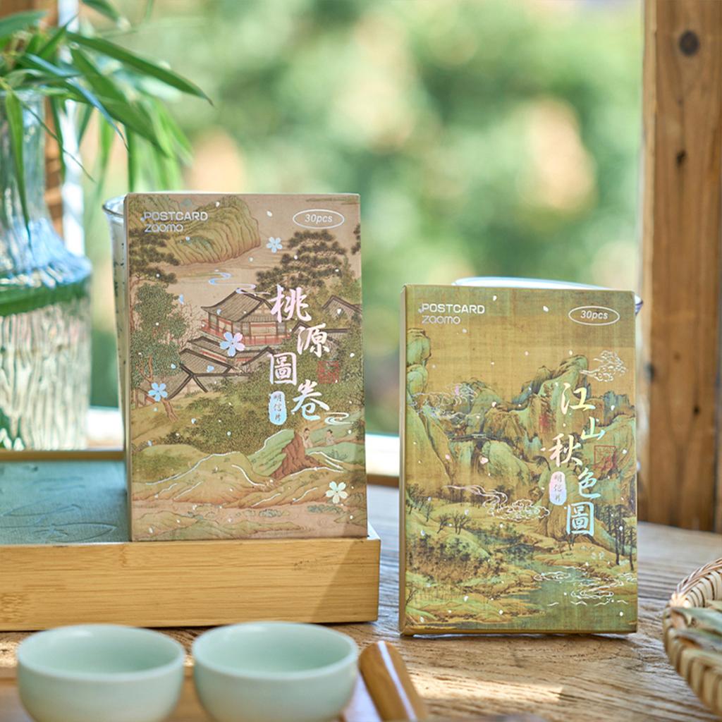 Chinese Style Greeting Cards Set, Silver Stamped Holiday Postcards, Memorial Stationery Material Paper