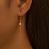 NEW Fashion Jewelry 925 Sterling Silver Long Tassel Chain Round Small Zircon Gold Plated Stud Earring Jewelry for Women