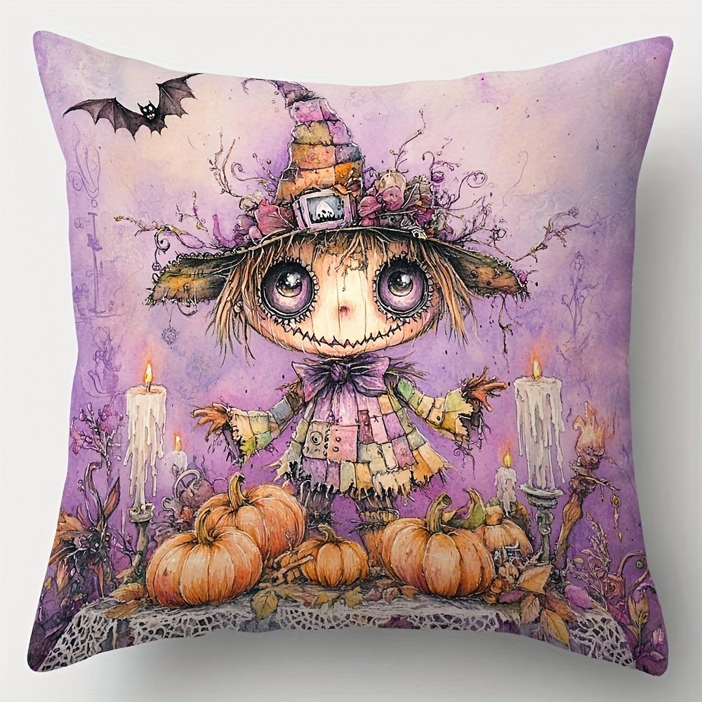 Heminredning Halloween-tema Spöke Och Pumpa Kuddfodral Mönster Kuddfodral Lämpligt För Soffa Sovrum Bil Kuddfodral