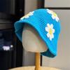 Dopamine Colored Flower Knitted Fisherman Hat Girls Autumn and Winter Sweet and Cute Versatile Face Small Thermal Basin Hat