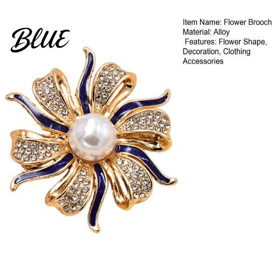 Durable Brooch Pin Oil Dripping Rhinestone Flower Brooch Faux Pearl