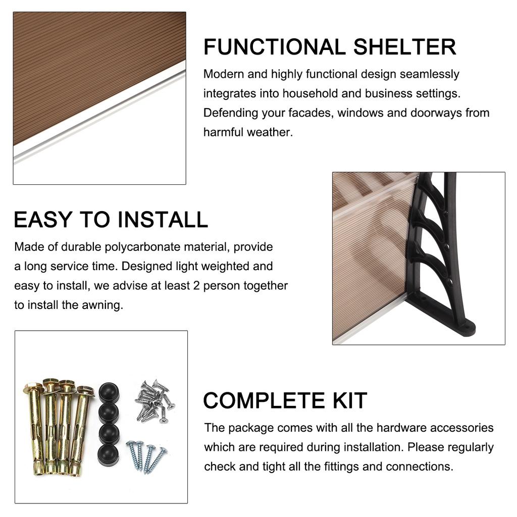 120x75cm Awning Door & Window Awning for Outdoor Entrance Patio Sunshade Durable Door Canopy