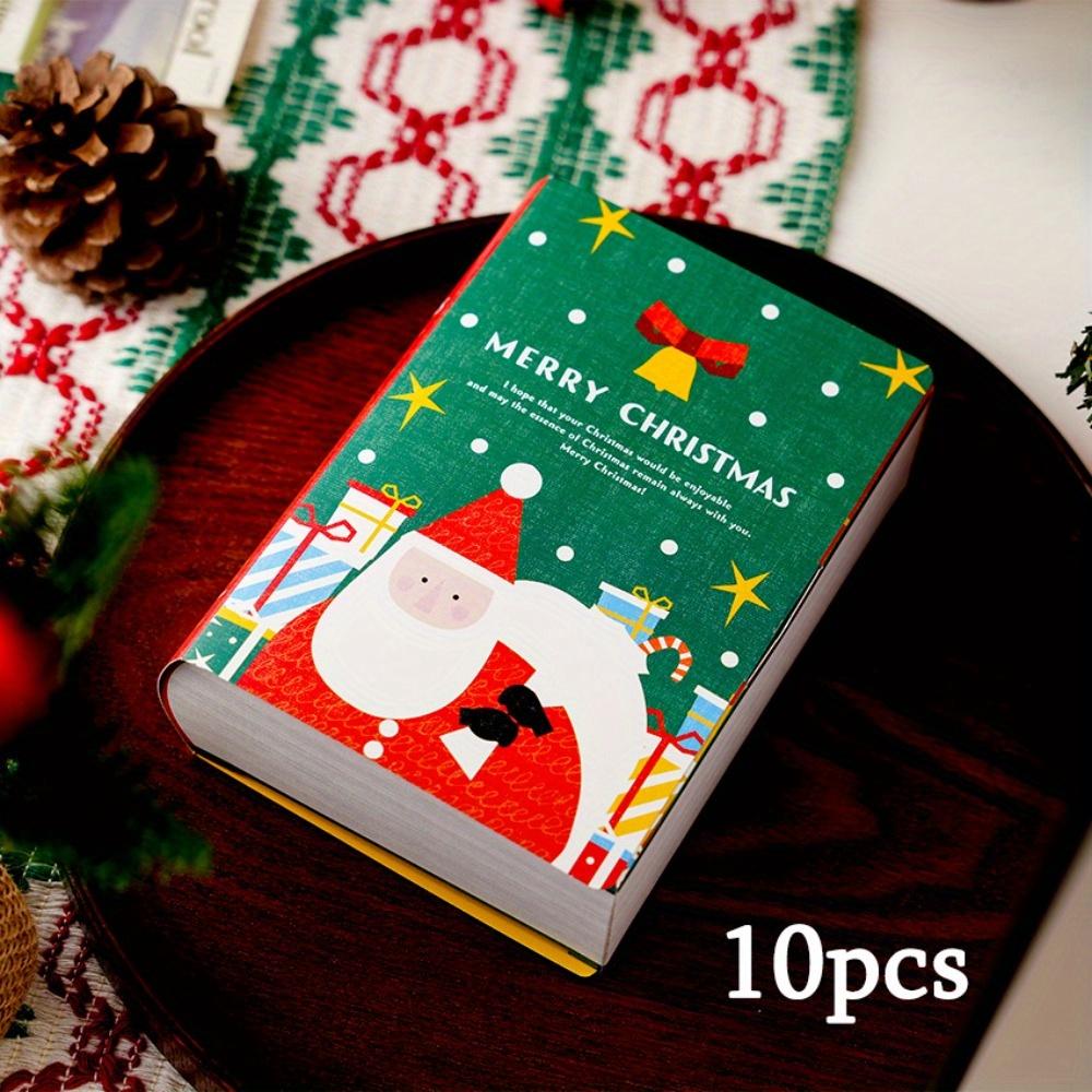 10 Stück Weihnachtsgeschenkboxen Buchförmige Geschenkverpackungen Weihnachtlich gestaltete Buchboxen mit entzückenden Weihnachtsmann- und Schneemann-Designs Perfekt für Gastgeschenke