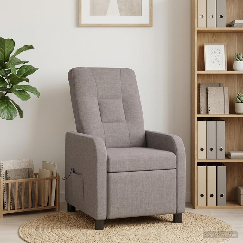 Massage Recliner Chair Taupe Fabric