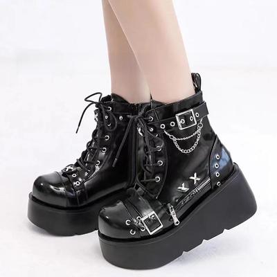 Demonia 2024 Women's Rivet Pendant Thick-Soled Punk Motorcycle Boots