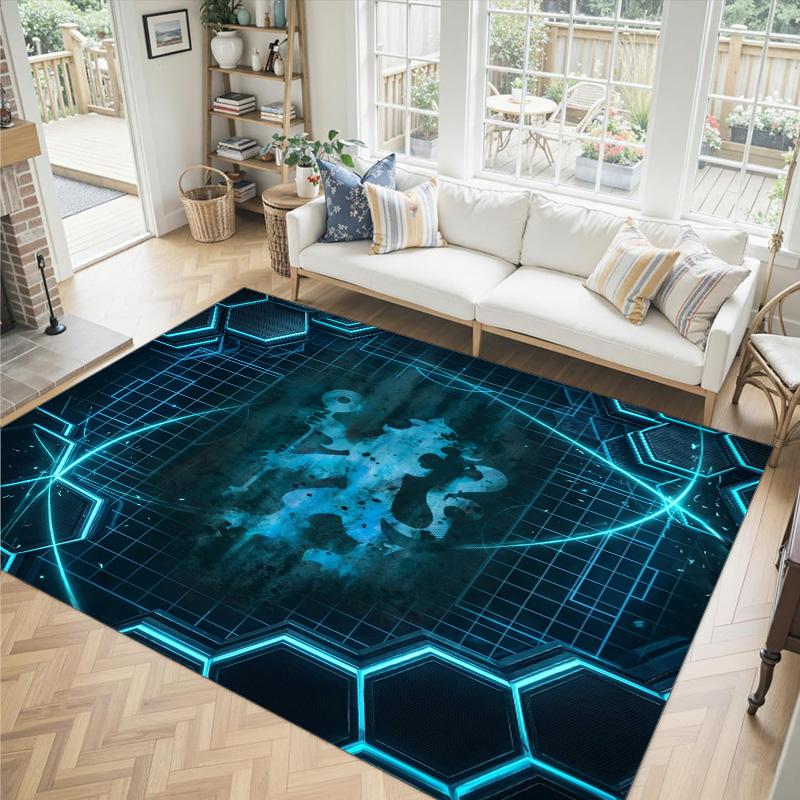 Chelsea FC Design Crystal Velvet Carpet Cozy Non?Slip Printed Rug For Bedroom Living Room Entrance