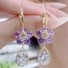 Fashion Women's Heart Zircon Flower Earrings Drop Earrings Engagement Earrings For Women Jewelry Wedding Party Gift XYZ