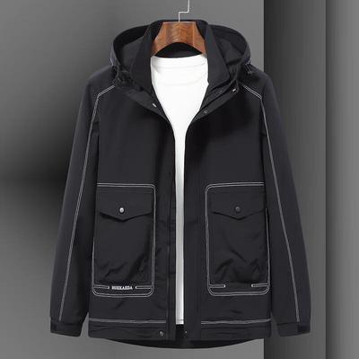 Dibinze Men's Plus Size Hooded Windproof Jacket