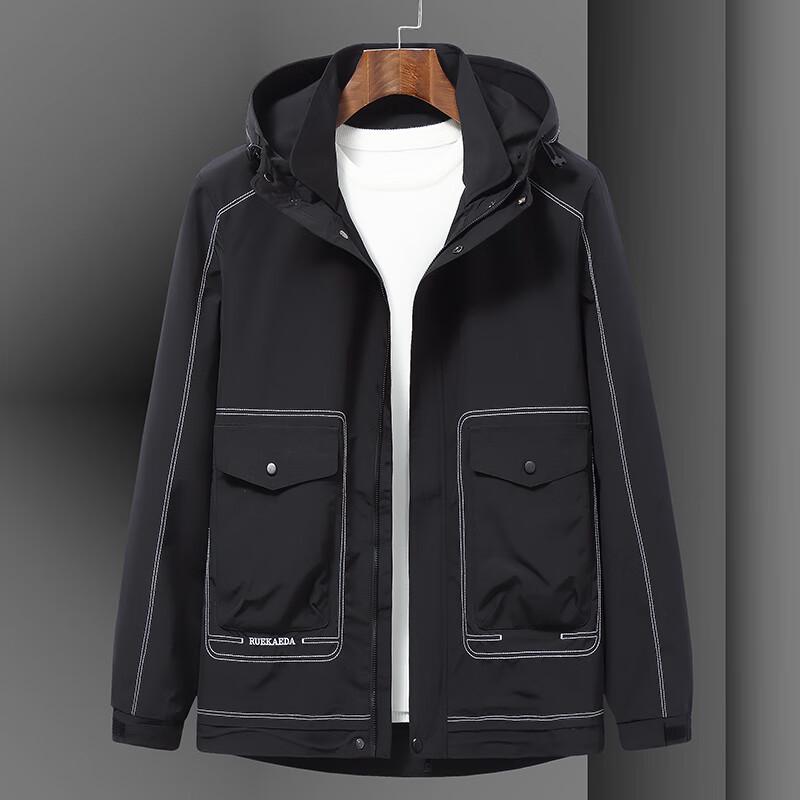Dibinze Men's Plus Size Hooded Windproof Jacket