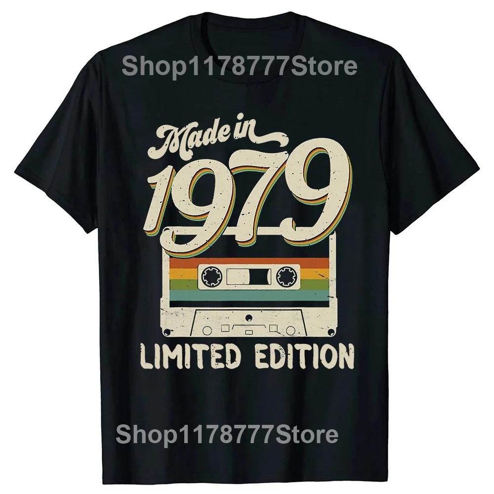 Classic 1979 Vintage Birthday Cassette Est 1979 Edition T Shirts Summer Graphic Cotton Streetwear Short Sleeve Gifts Tshirt