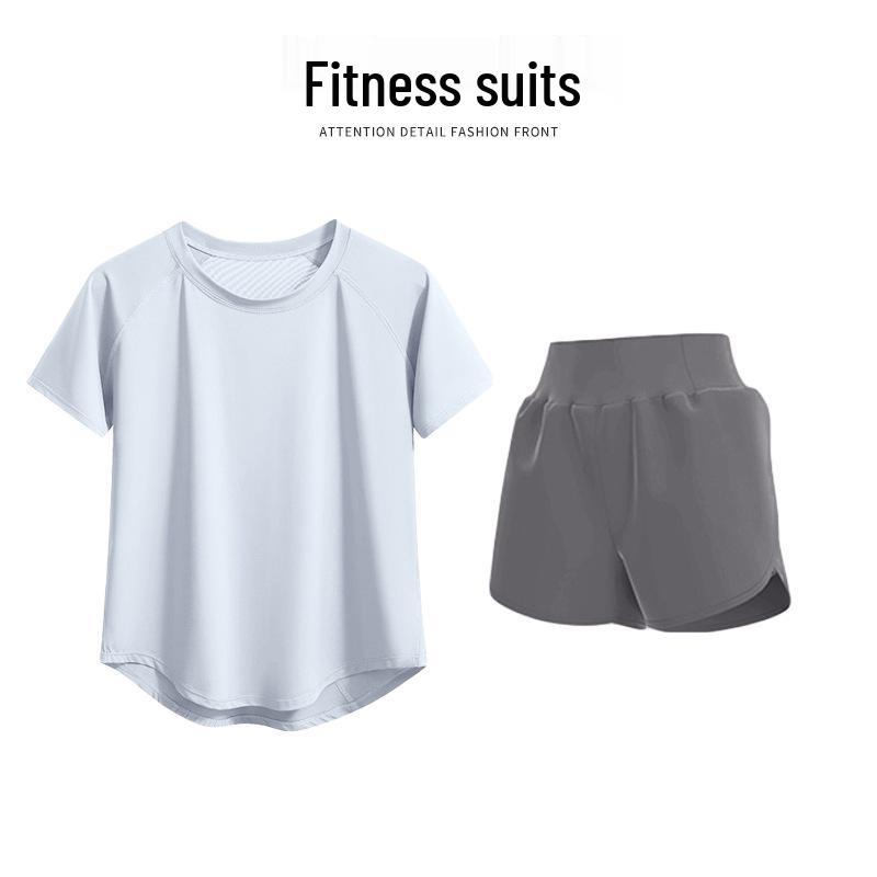 Women's Quick-Dry Mesh Yoga & Running Set: Breathable Short Sleeve Top