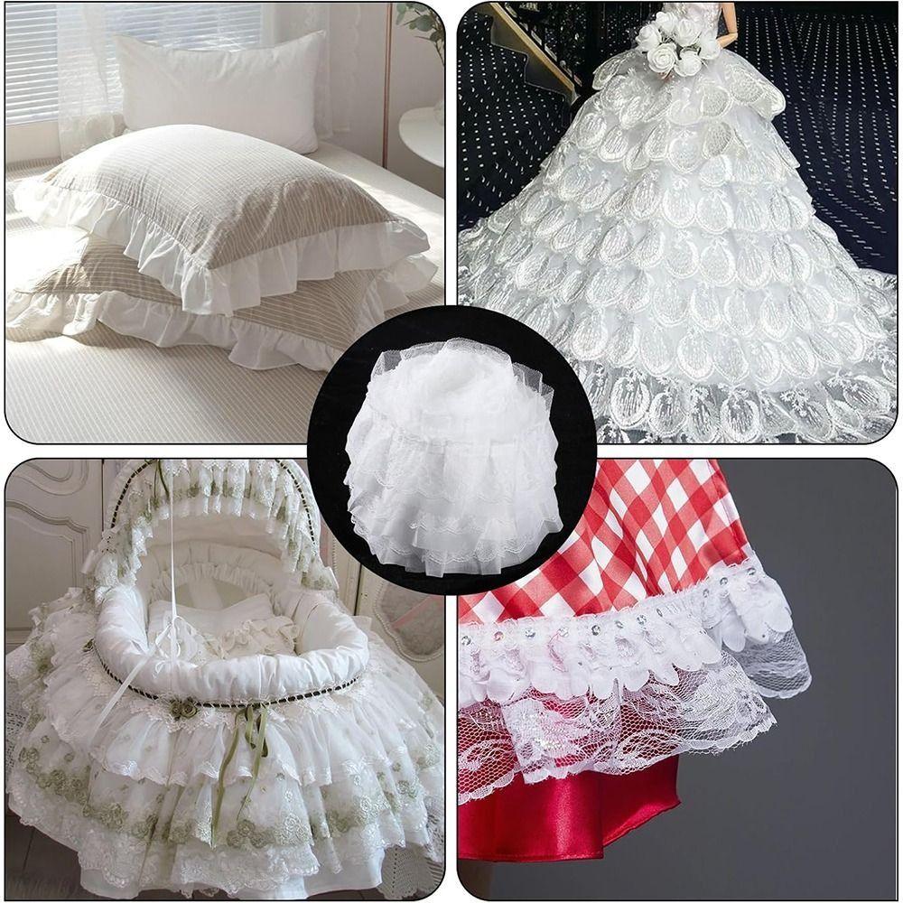 13CM Wide 3D Pleated Mesh Chiffon Fabric White Black Ruffled Lace Trims  DIY