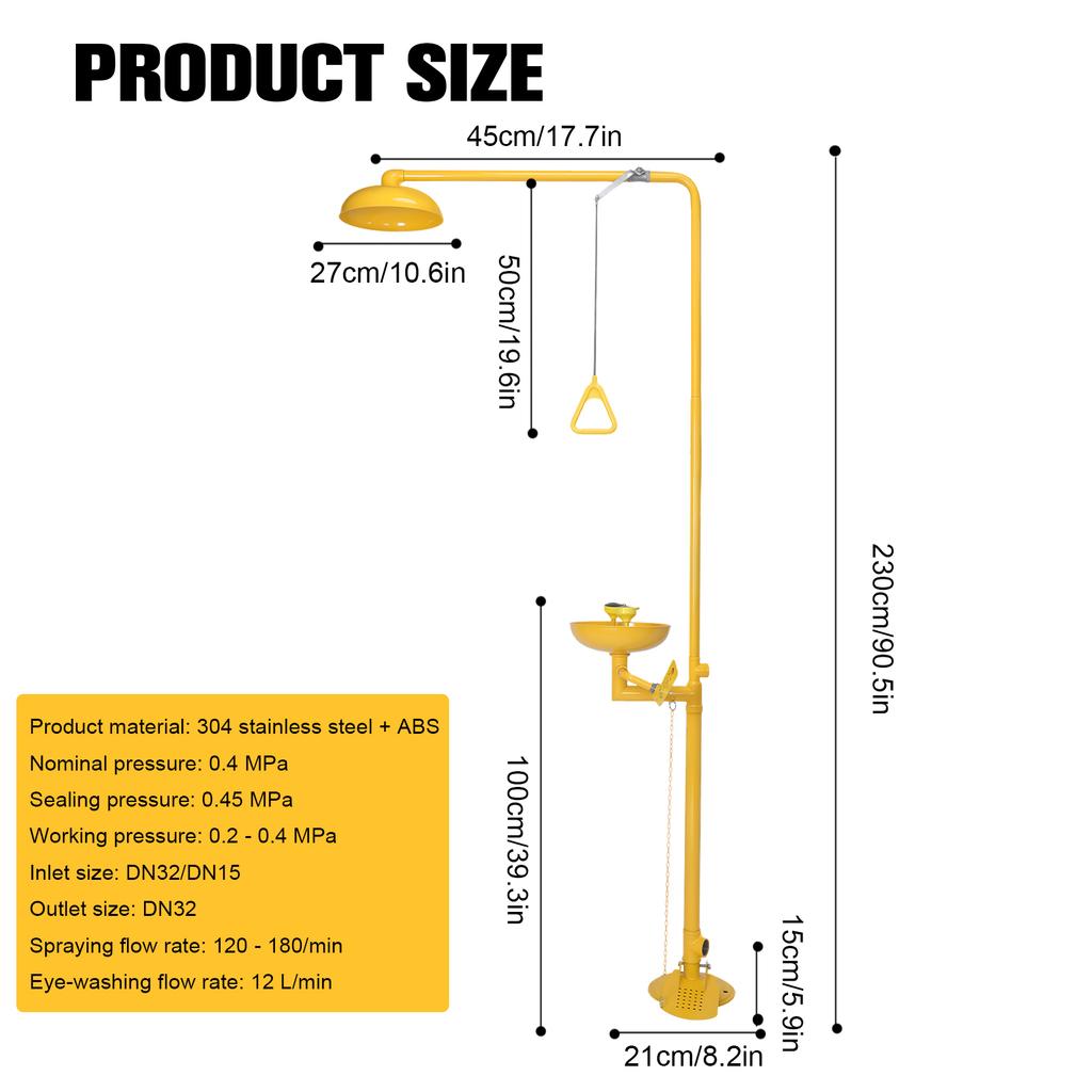 Emergency Eye Wash & Shower Equipment NPT Thread Integrated Eyewash and Shower System with Emergency Sign for Industrial Lab Use