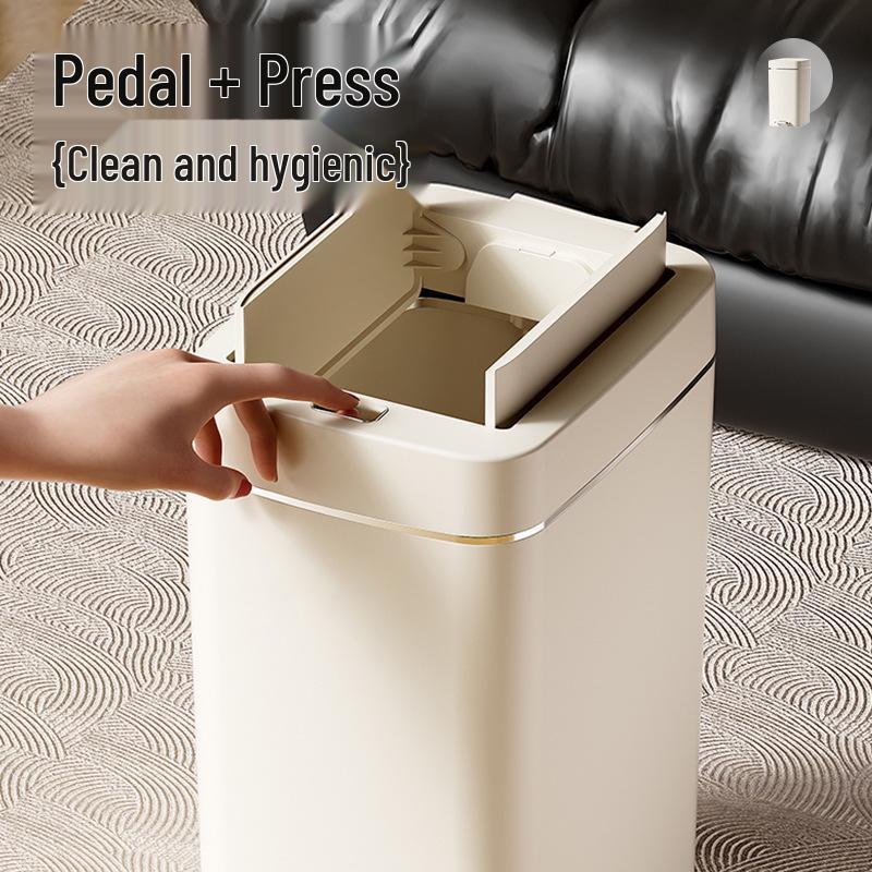 Silent Slow-Closing Trash Can with Foot Pedal Lid for Kitchen & Bathroom