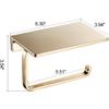 Toilet Paper Holder for Bathroom Solid Brass and Superior Hotel Style Tissue Roll Holder with Cell Phone Storage Gold Finish