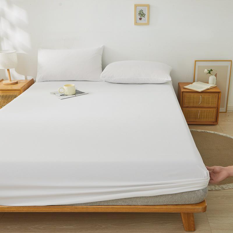 

Универсальный пыленепроницаемый нескользящий трехкомпонентный комплект простыней на резинке из стиранного хлопка 90x190cm чистый белый