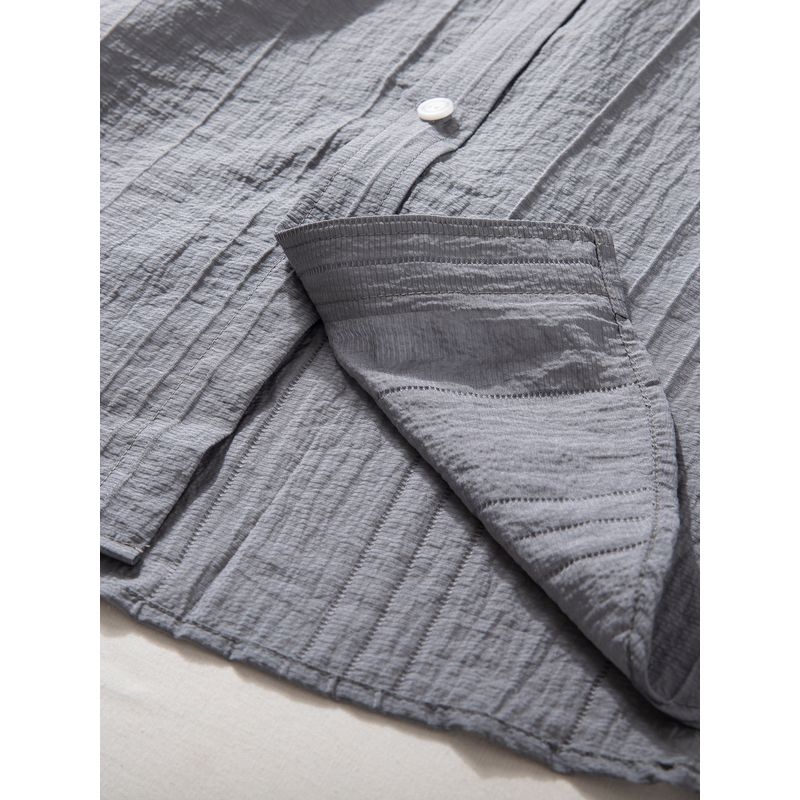 Short sleeve Shirts Men's Summer New Lyocell Smooth Soft Top Lightweight Breathable Wide Loose Casual Shirt