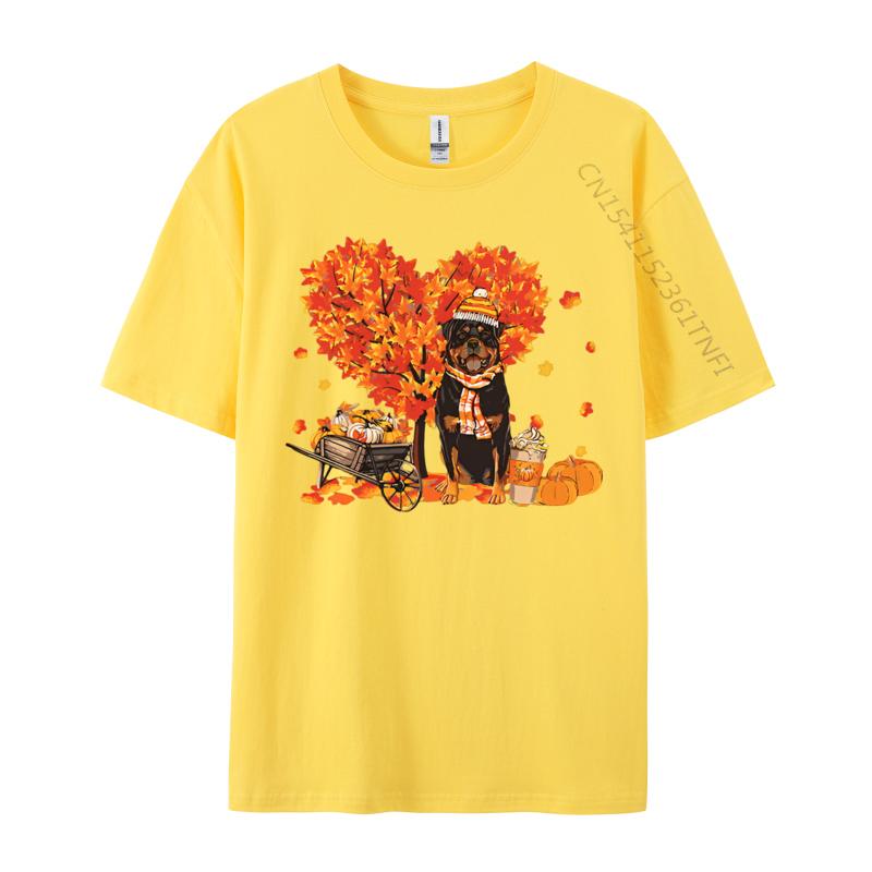 Rottweiler Rottie Autumn Tree Fall Tshirt Unisex Printed Tshirts Gifts Tees Shirt Male Cotton Clothing