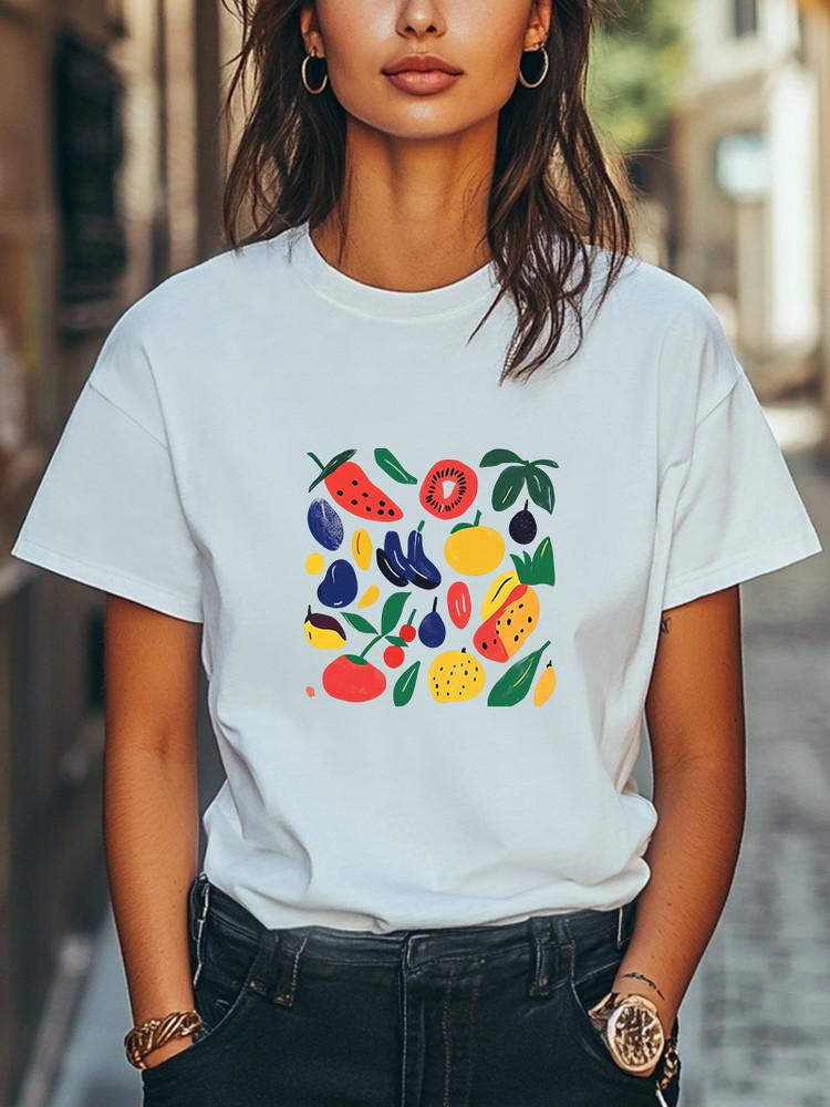 Colorful Fruit Vibrant Graphic Print T-Shirt Unisex Men Women Trendy Casual Tee Unisex T-Shirt