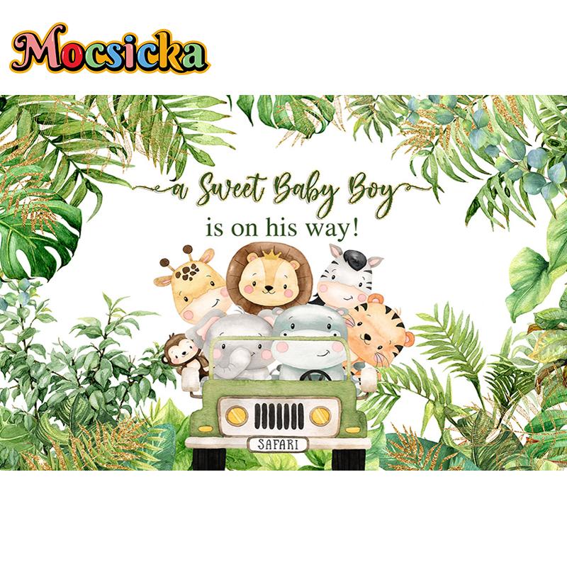 Mocsicka Safari Birthday Party Photography Background Forest Jungle Baby Shower Children Customized Photo Backdrop Banner