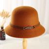 New Button Noble Hat Women's British Retro Dome Basin Hat Autumn and Winter Short Brim Old Wool Top Hat
