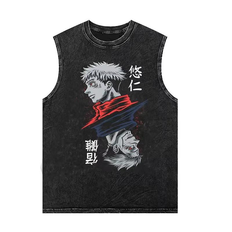 

Мужская майка для зала с принтом Годжо Сатору, винтажная майка без рукавов, женская повседневная футболка без рукавов, одежда Y2k, уличная одежда, аниме 3XL