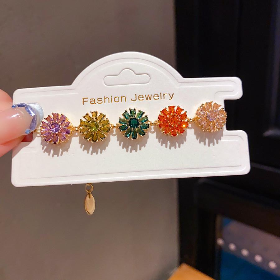 

Flower Jewelry Women Elegant Gold Plated Zirconia Geometric Bracelet For Fashion Accessories Multi Color