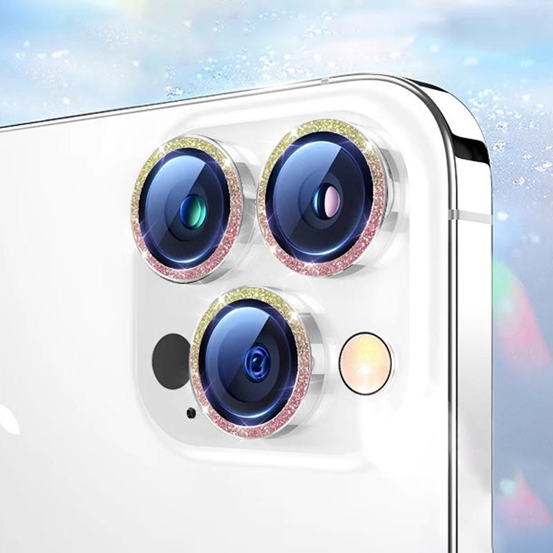 Vetro Protettivo Lente Fotocamera Diamantato di Lusso Per iPhone 16 15 14 Plus 13 12 Mini 11 Pro Max Pellicola Protettiva Lente Metallica Colorata