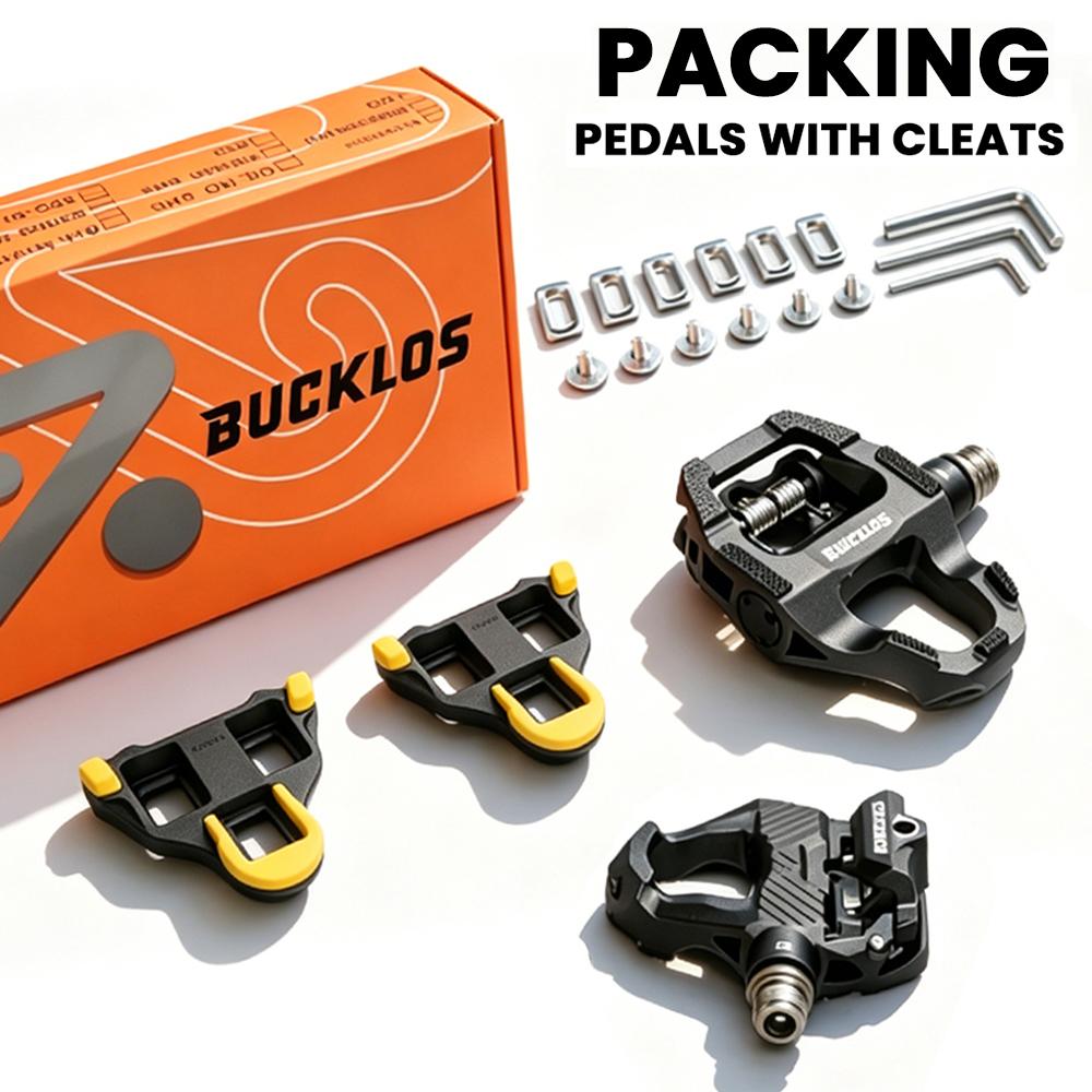 BUCKLOS Dual Function Bike Pedal Flat Clipless Cycling Pedals Platform with Cleats Bicycle Pedals for SPD SL Carbon Bike Parts