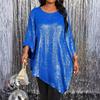 Fashionable Women's Plus Size Loose Round Neck Mid-sleeve Irregular Hem Top
